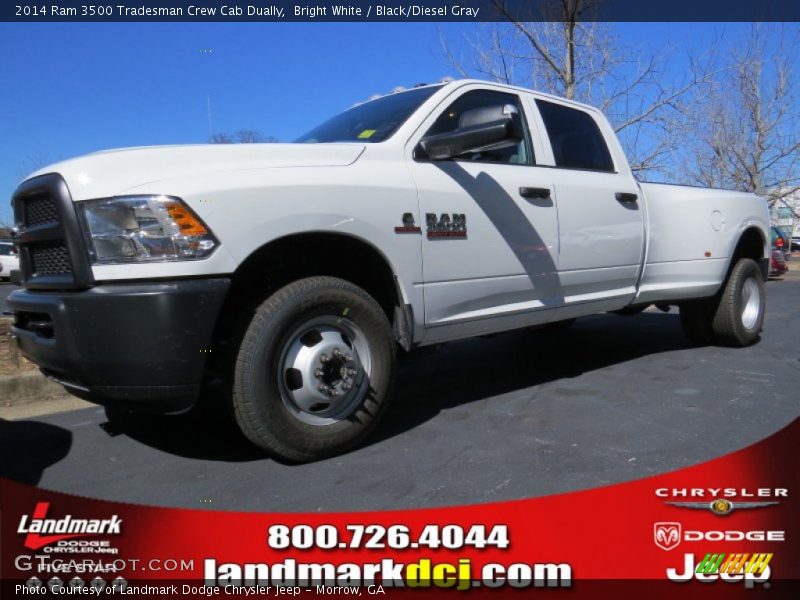 Bright White / Black/Diesel Gray 2014 Ram 3500 Tradesman Crew Cab Dually