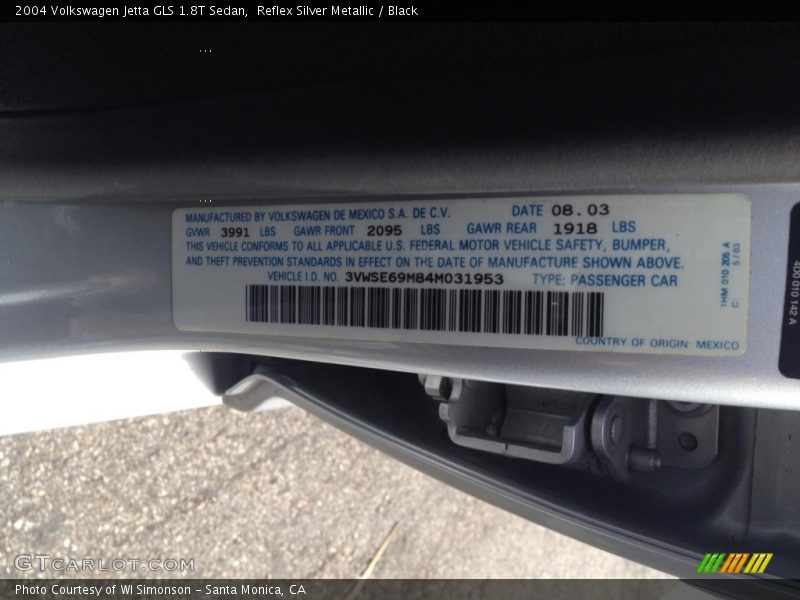 Reflex Silver Metallic / Black 2004 Volkswagen Jetta GLS 1.8T Sedan