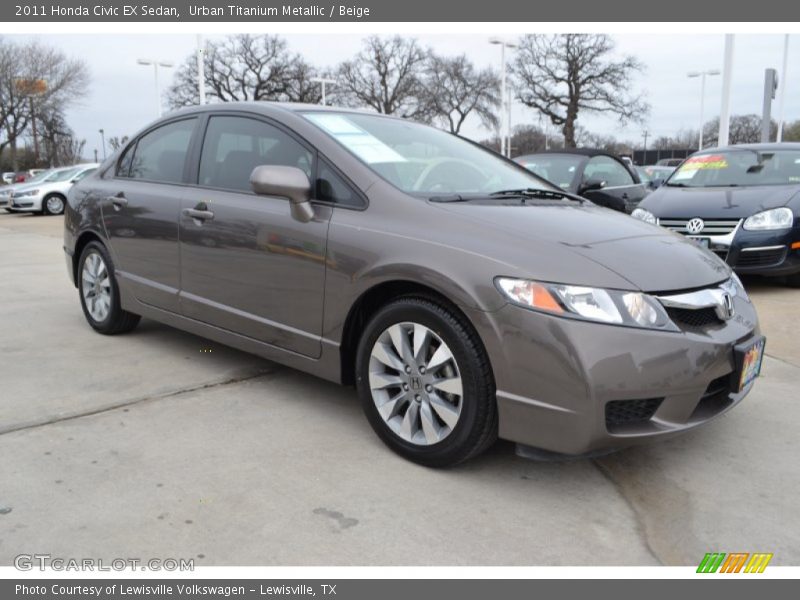 Urban Titanium Metallic / Beige 2011 Honda Civic EX Sedan