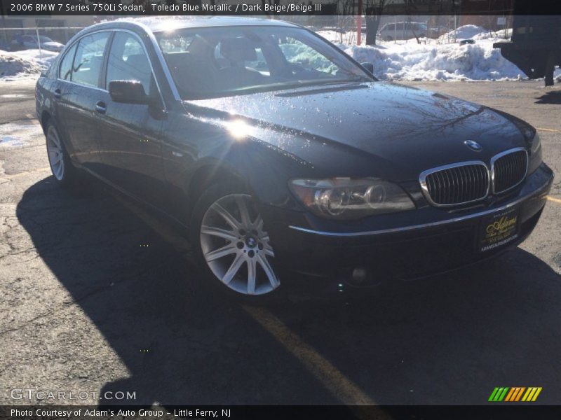 Toledo Blue Metallic / Dark Beige/Beige III 2006 BMW 7 Series 750Li Sedan