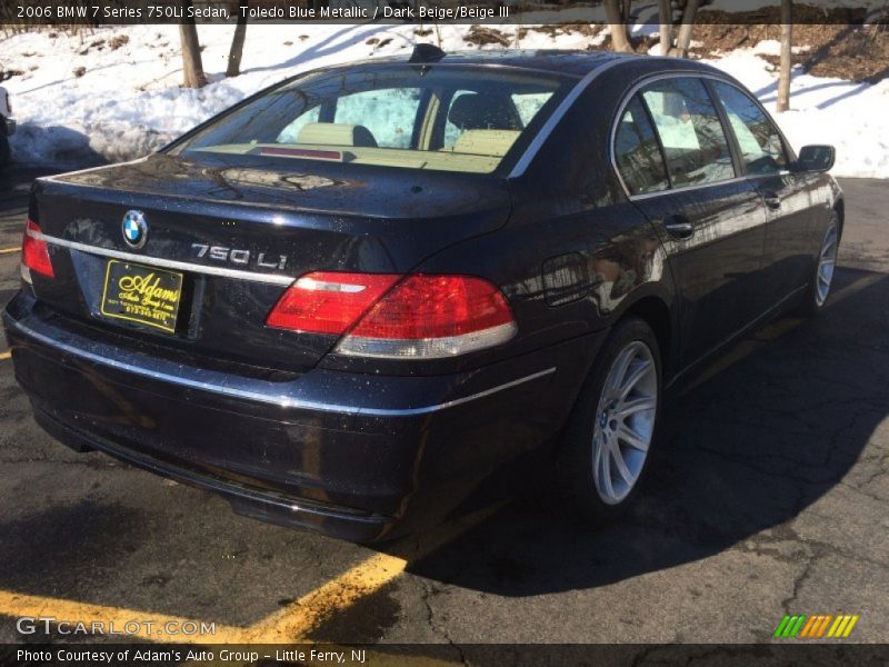 Toledo Blue Metallic / Dark Beige/Beige III 2006 BMW 7 Series 750Li Sedan