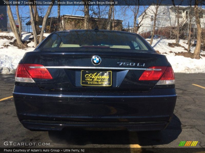 Toledo Blue Metallic / Dark Beige/Beige III 2006 BMW 7 Series 750Li Sedan