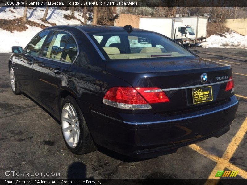 Toledo Blue Metallic / Dark Beige/Beige III 2006 BMW 7 Series 750Li Sedan