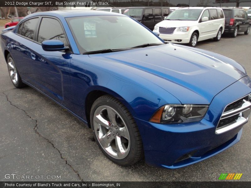 Blue Streak Pearl / Tan/Black 2012 Dodge Charger SXT