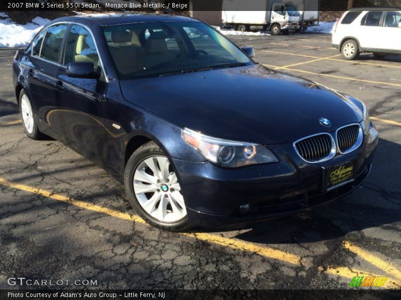 Monaco Blue Metallic / Beige 2007 BMW 5 Series 550i Sedan