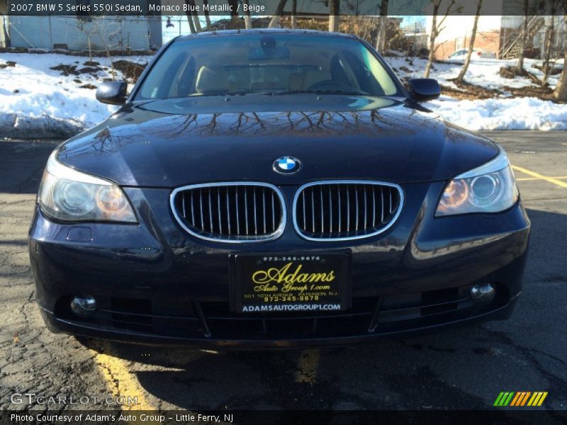 Monaco Blue Metallic / Beige 2007 BMW 5 Series 550i Sedan