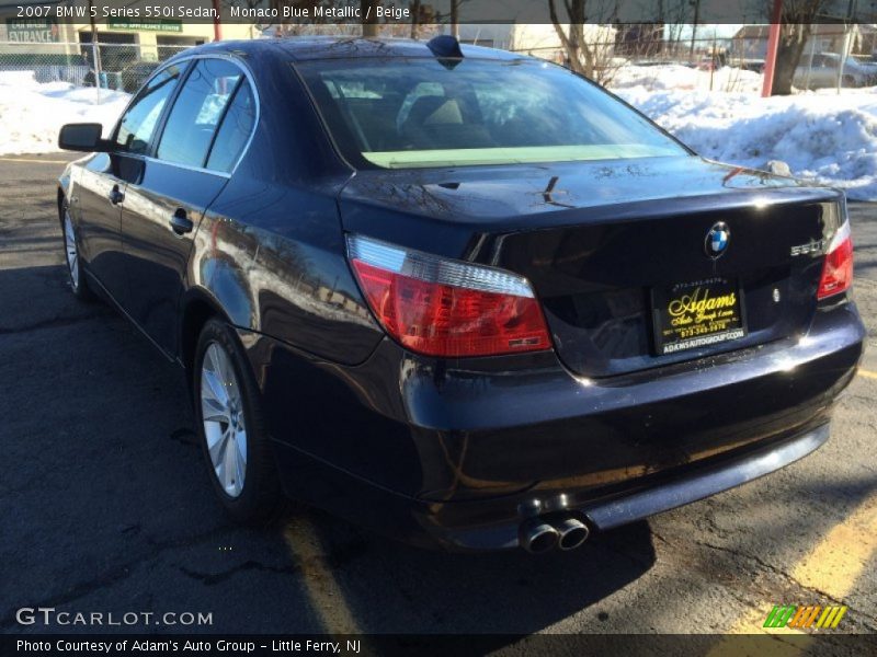 Monaco Blue Metallic / Beige 2007 BMW 5 Series 550i Sedan