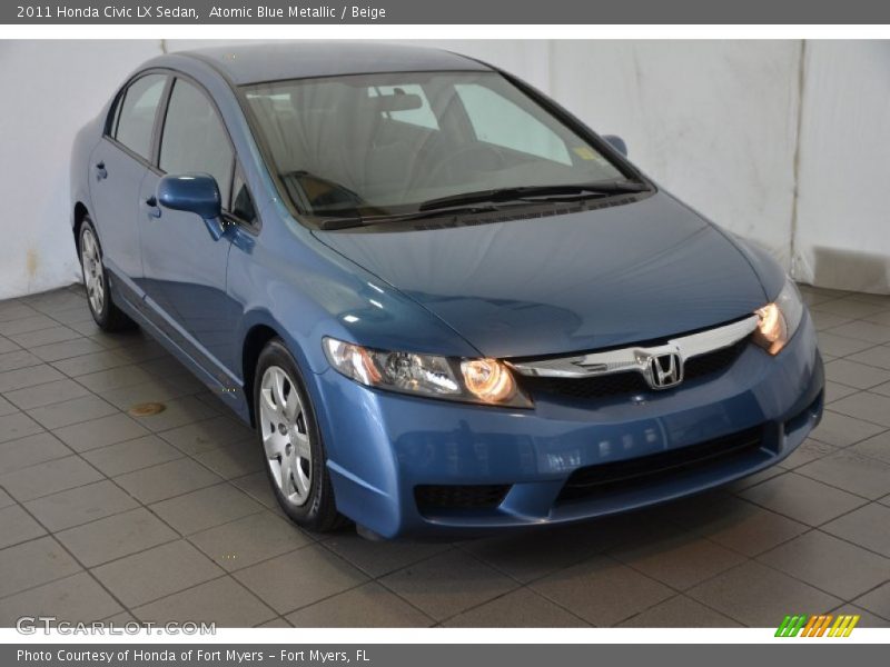 Atomic Blue Metallic / Beige 2011 Honda Civic LX Sedan