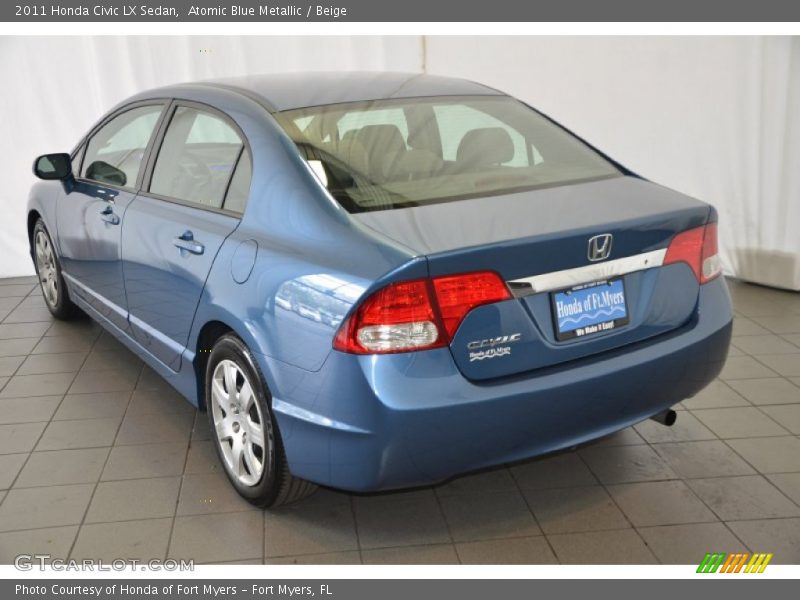 Atomic Blue Metallic / Beige 2011 Honda Civic LX Sedan