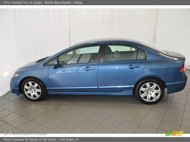 Atomic Blue Metallic / Beige 2011 Honda Civic LX Sedan