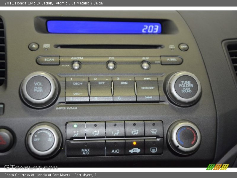 Atomic Blue Metallic / Beige 2011 Honda Civic LX Sedan