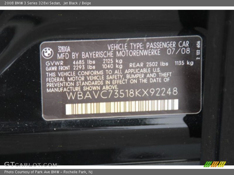 Jet Black / Beige 2008 BMW 3 Series 328xi Sedan