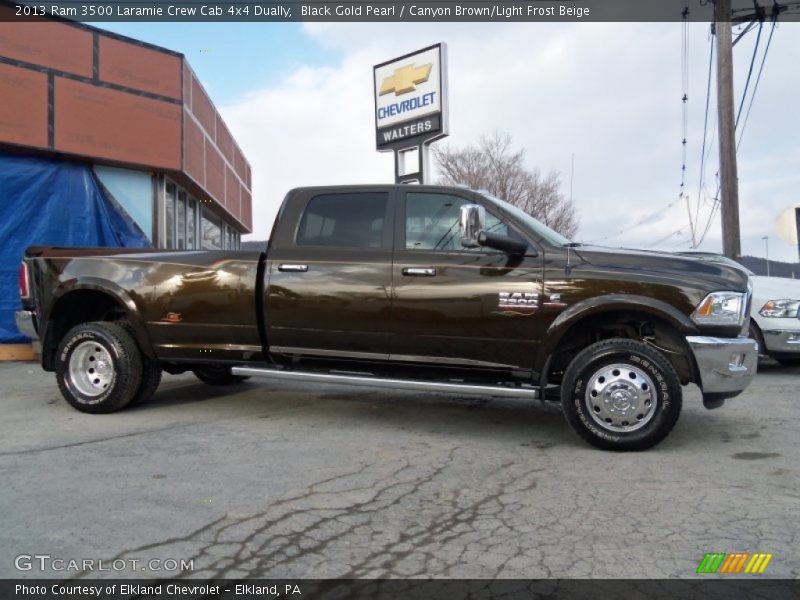 Black Gold Pearl / Canyon Brown/Light Frost Beige 2013 Ram 3500 Laramie Crew Cab 4x4 Dually