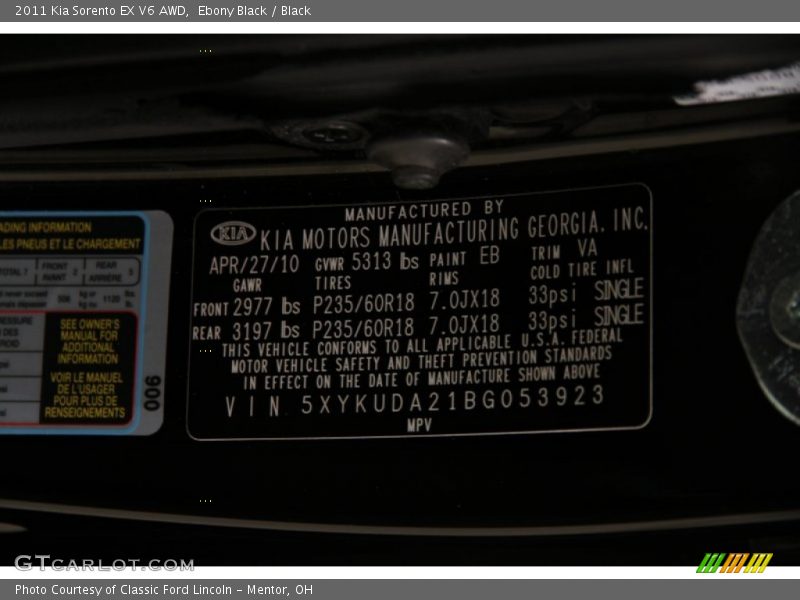 Ebony Black / Black 2011 Kia Sorento EX V6 AWD