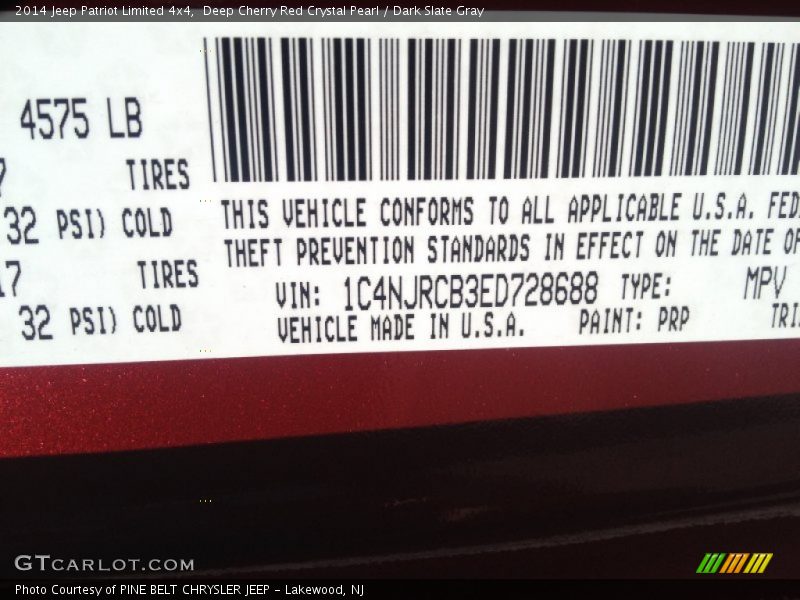 Deep Cherry Red Crystal Pearl / Dark Slate Gray 2014 Jeep Patriot Limited 4x4