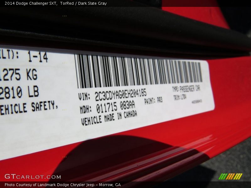 TorRed / Dark Slate Gray 2014 Dodge Challenger SXT