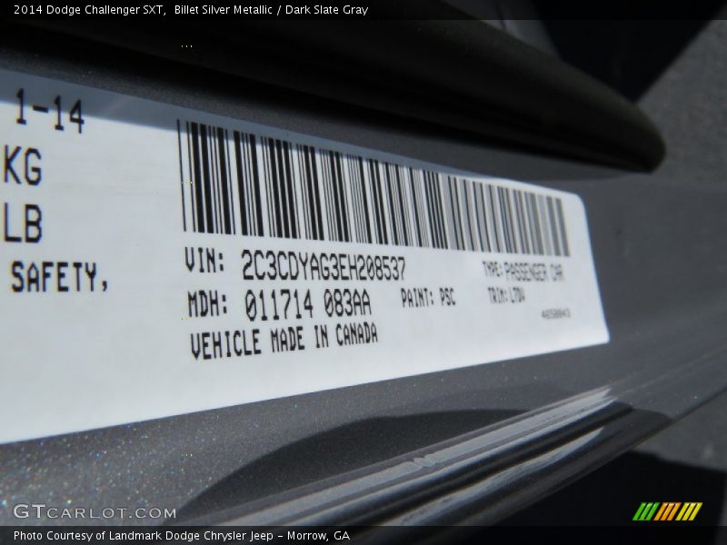 Billet Silver Metallic / Dark Slate Gray 2014 Dodge Challenger SXT