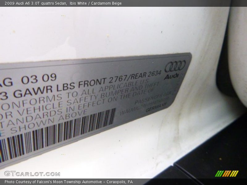Ibis White / Cardamom Beige 2009 Audi A6 3.0T quattro Sedan