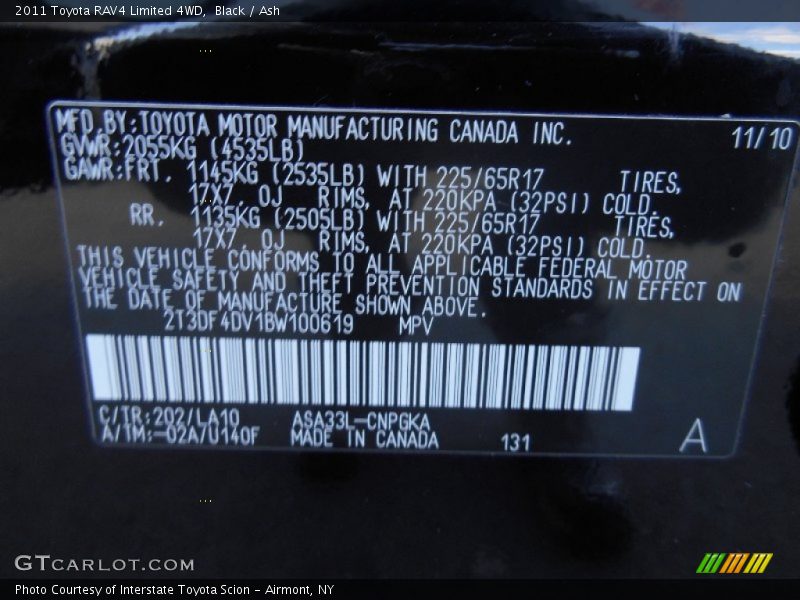 Black / Ash 2011 Toyota RAV4 Limited 4WD