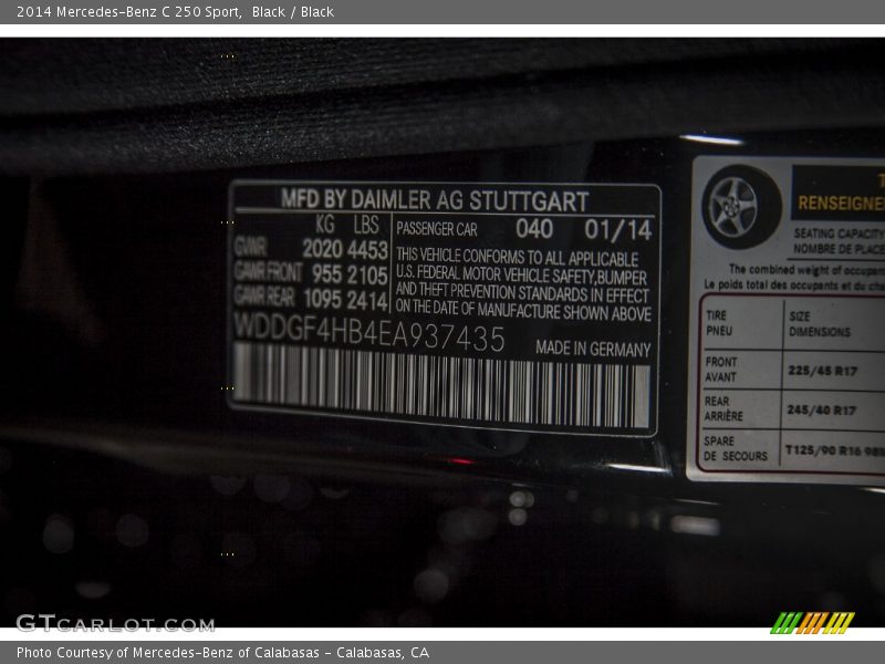 Black / Black 2014 Mercedes-Benz C 250 Sport