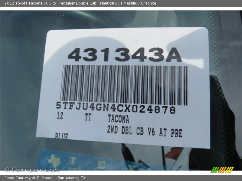 Nautical Blue Metallic / Graphite 2012 Toyota Tacoma V6 SR5 Prerunner Double Cab