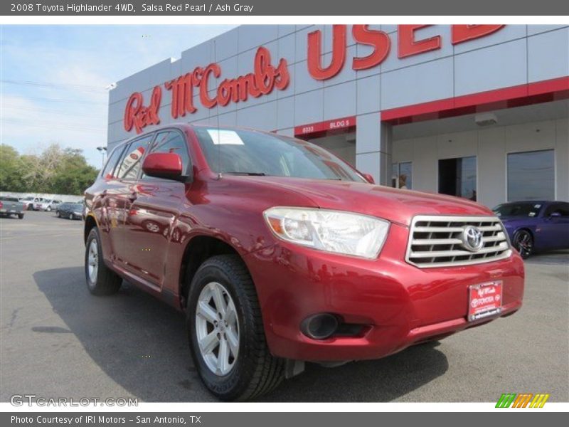 Salsa Red Pearl / Ash Gray 2008 Toyota Highlander 4WD