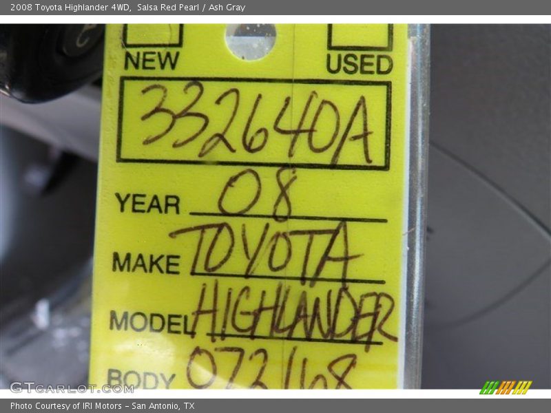 Salsa Red Pearl / Ash Gray 2008 Toyota Highlander 4WD