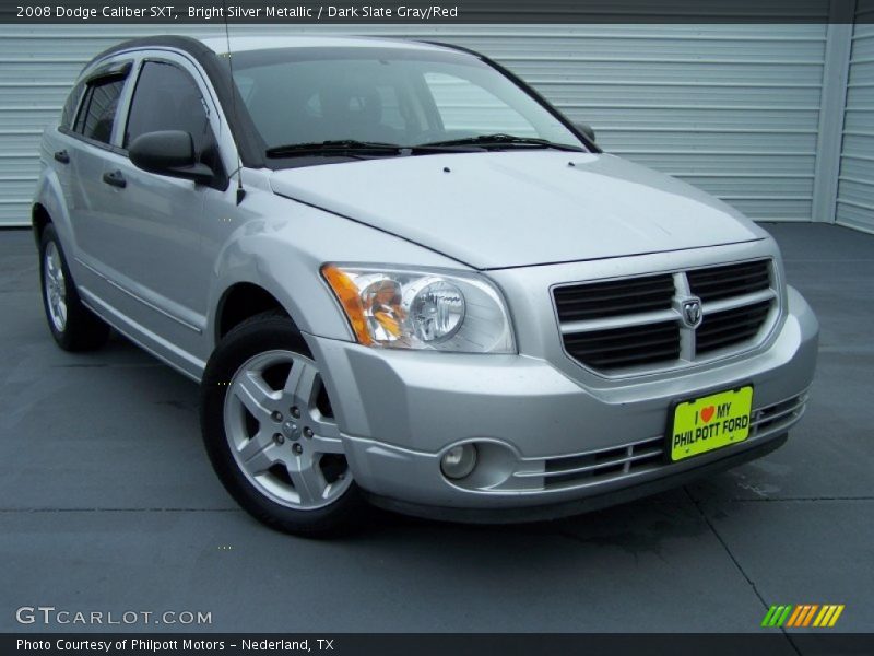 Bright Silver Metallic / Dark Slate Gray/Red 2008 Dodge Caliber SXT