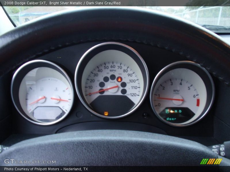 Bright Silver Metallic / Dark Slate Gray/Red 2008 Dodge Caliber SXT