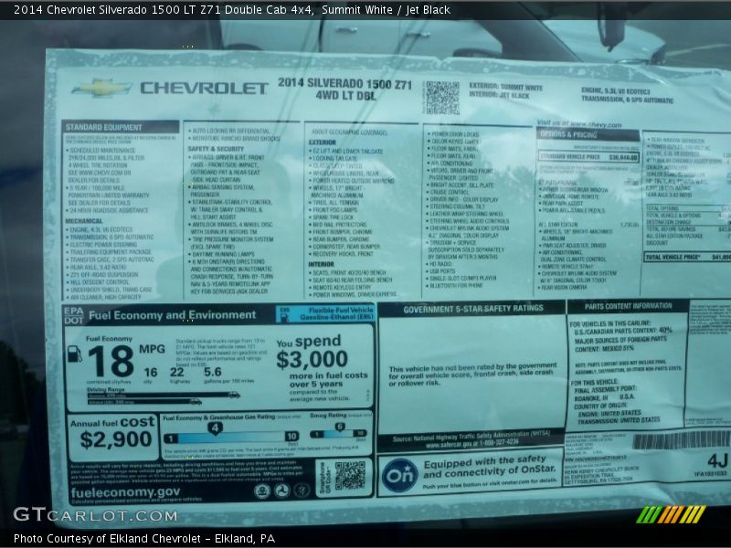 Summit White / Jet Black 2014 Chevrolet Silverado 1500 LT Z71 Double Cab 4x4