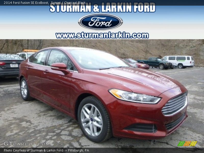 Sunset / Charcoal Black 2014 Ford Fusion SE EcoBoost