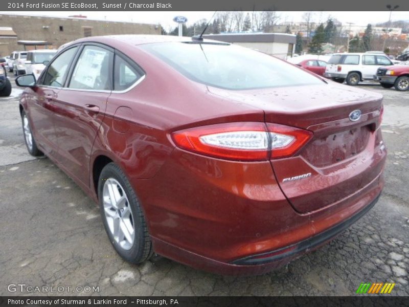 Sunset / Charcoal Black 2014 Ford Fusion SE EcoBoost