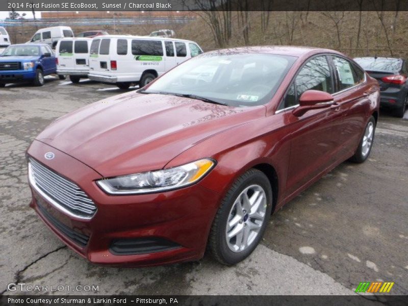 Sunset / Charcoal Black 2014 Ford Fusion SE EcoBoost