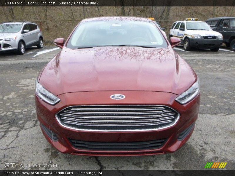 Sunset / Charcoal Black 2014 Ford Fusion SE EcoBoost