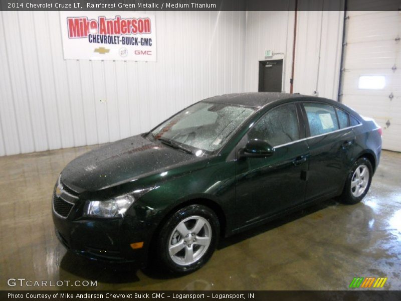 Rainforest Green Metallic / Medium Titanium 2014 Chevrolet Cruze LT