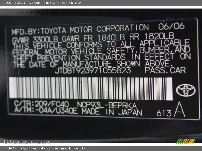 Black Sand Pearl / Bisque 2007 Toyota Yaris Sedan