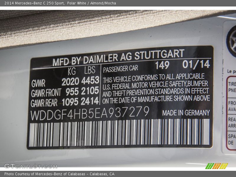 Polar White / Almond/Mocha 2014 Mercedes-Benz C 250 Sport