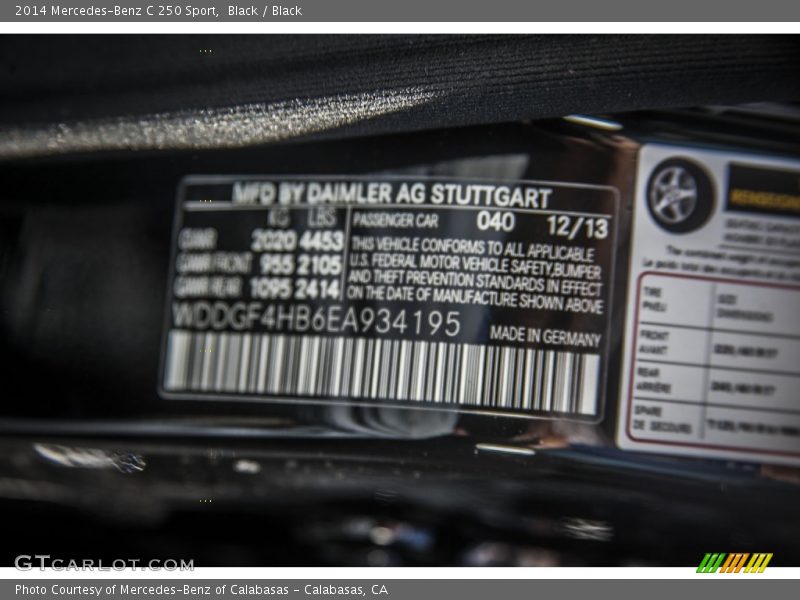 Black / Black 2014 Mercedes-Benz C 250 Sport