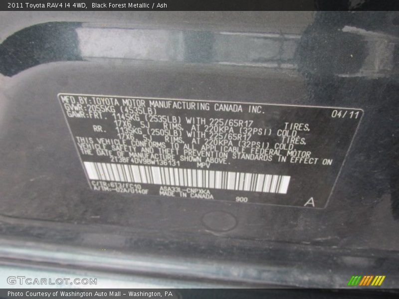 Black Forest Metallic / Ash 2011 Toyota RAV4 I4 4WD