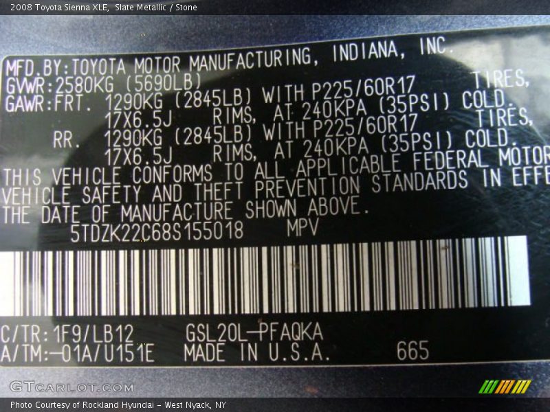 Slate Metallic / Stone 2008 Toyota Sienna XLE