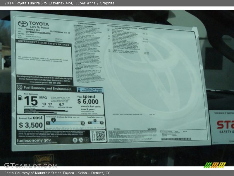 Super White / Graphite 2014 Toyota Tundra SR5 Crewmax 4x4