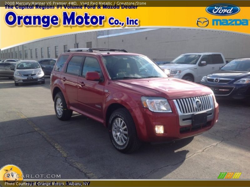 Vivid Red Metallic / Greystone/Stone 2008 Mercury Mariner V6 Premier 4WD