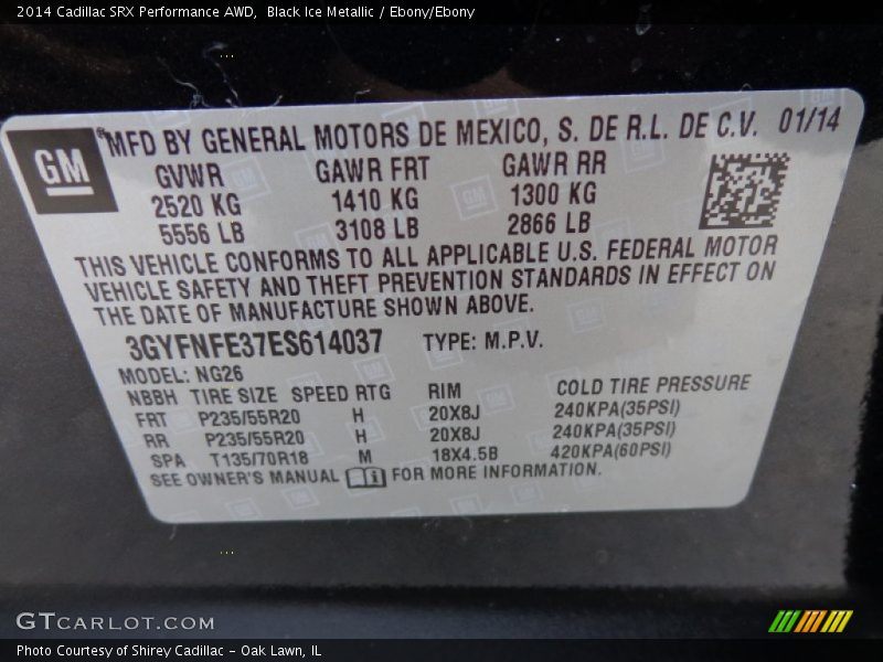 Black Ice Metallic / Ebony/Ebony 2014 Cadillac SRX Performance AWD