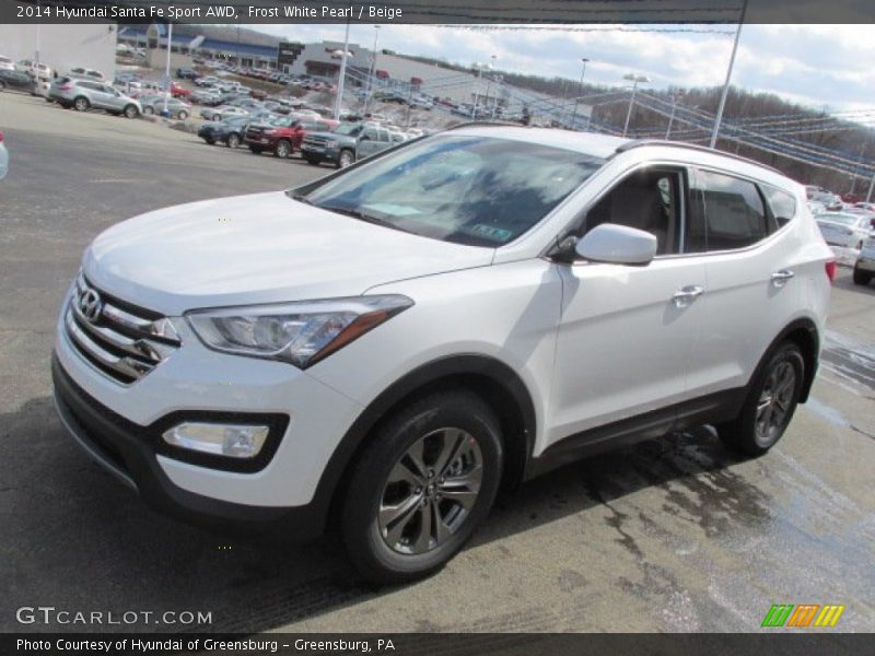 Frost White Pearl / Beige 2014 Hyundai Santa Fe Sport AWD