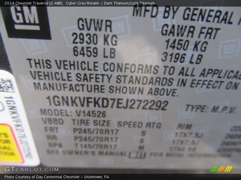 Cyber Grey Metallic / Dark Titanium/Light Titanium 2014 Chevrolet Traverse LS AWD