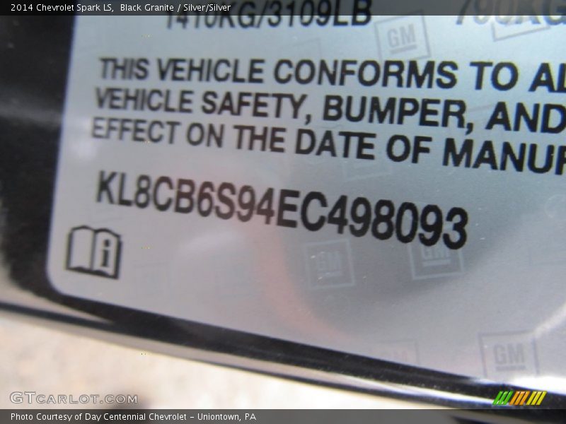 Black Granite / Silver/Silver 2014 Chevrolet Spark LS