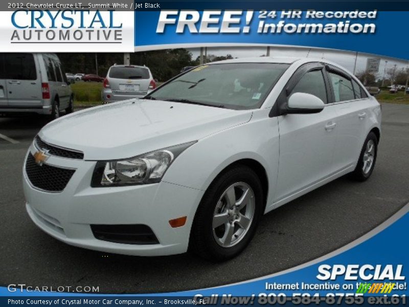 Summit White / Jet Black 2012 Chevrolet Cruze LT
