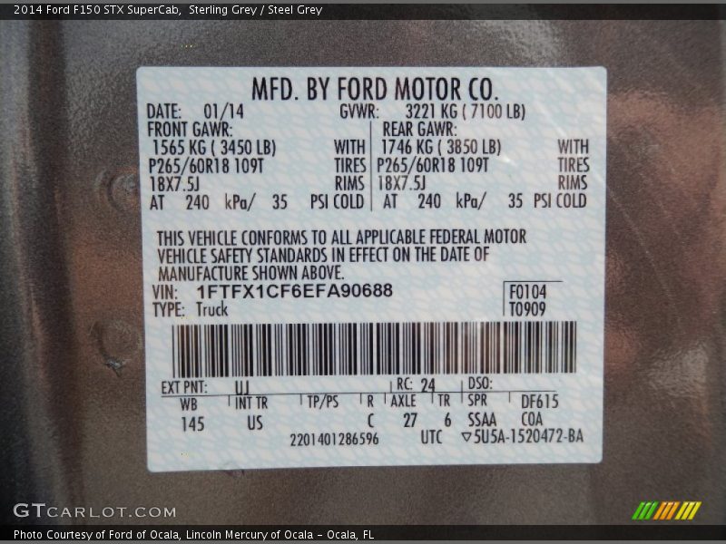 Sterling Grey / Steel Grey 2014 Ford F150 STX SuperCab