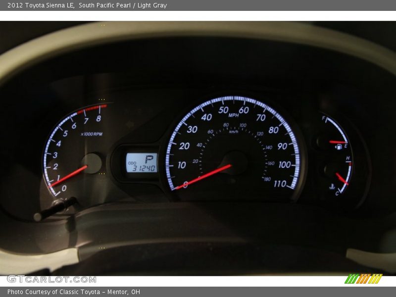 South Pacific Pearl / Light Gray 2012 Toyota Sienna LE