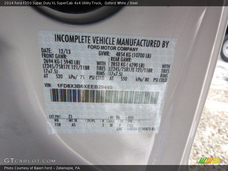 Oxford White / Steel 2014 Ford F350 Super Duty XL SuperCab 4x4 Utility Truck